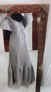 Plain Pleated Ruffle Dress Ver 3.0 - Light Grey