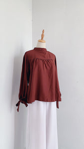 Ribbon Sleeve Top - Choco