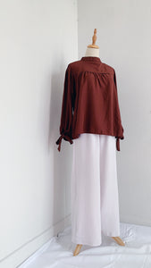 Ribbon Sleeve Top - Choco