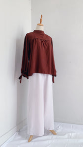 Ribbon Sleeve Top - Choco