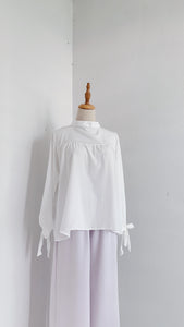 Ribbon Sleeve Top - White