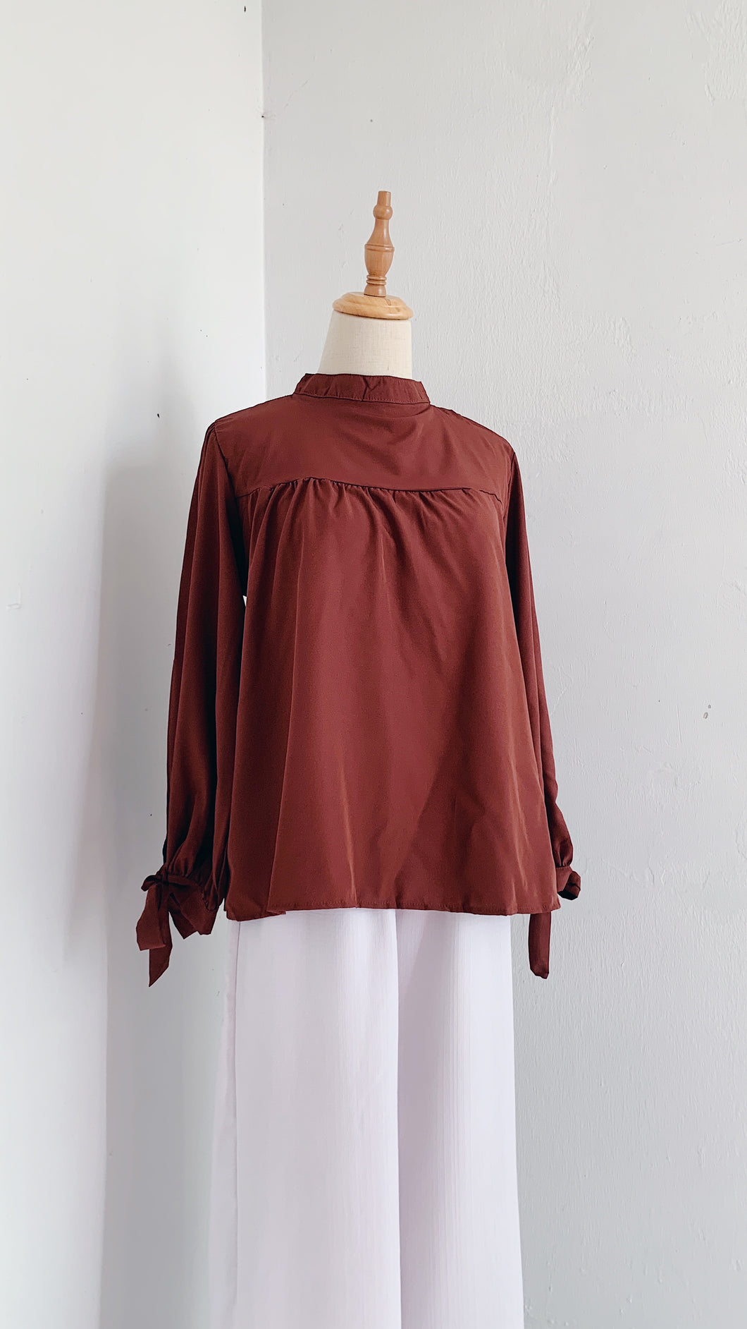 Ribbon Sleeve Top - Choco