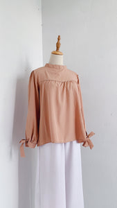 Ribbon Sleeve Top - Nude