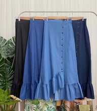Denim Ruffle Button Skirt