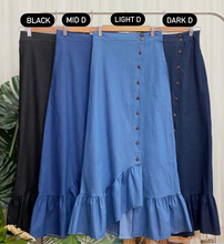 Denim Ruffle Button Skirt